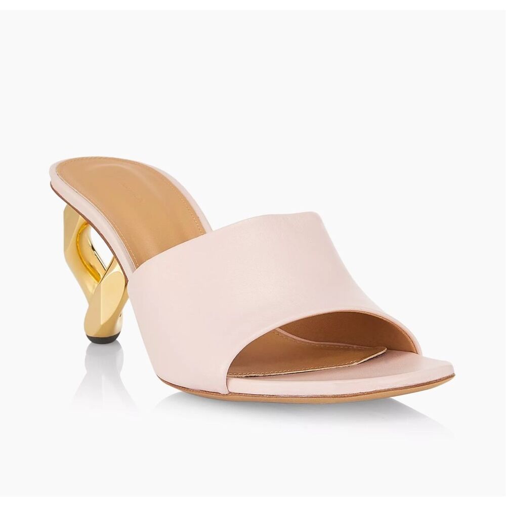 JW Anderson Leather Sculptural Chain-Link Heels Mules Sandals Pink EU 38.5 $695
